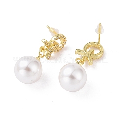 Прозрачный кубический цирконий узел с пластиковыми жемчужинами висячие серьги KK-E033-15G