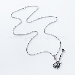 Vintage-Halsketten mit Flammen-Rockgitarren-Anhänger aus Edelstahl 304 für Damen und Herren&nbsp;PN9631