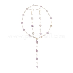 Комплекты из цепочек и ожерелий из натуральных аметистов ручной работы SJEW-JS01342-02