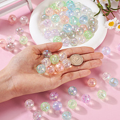 60шт 6 цвета УФ-покрытием радужные радужные акриловые бусины&nbsp;OACR-TA0001-21