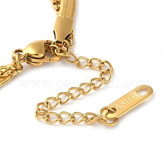 304ステンレススチール二重マルチ連ブレスレット  クローバー  ゴールドカラー  6-1/2インチ（16.5cm）&nbsp;STAS-Z055-03G