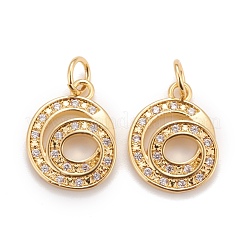 Placage en rack en laiton écologiques micro pave breloques en zircone cubique transparente&nbsp;KK-D072-01G-G-NR