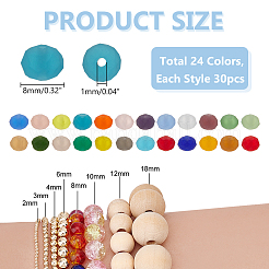 720шт 24 цвета прозрачные стеклянные бусины EGLA-PH0001-38
