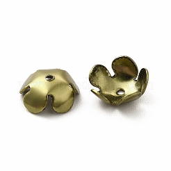 イオンプレーティング（IP）304ステンレススチールビーズキャップ  花  5花びら  アンティークブロンズ  8x8x3mm  穴：1mm&nbsp;STAS-E145-06AB