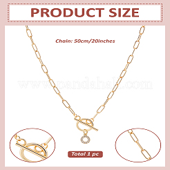 Collier avec pendentif lettre en acier inoxydable 304 et micro pavé de zircone cubique en laiton&nbsp;NJEW-LP0001-36O-G
