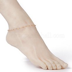 Круглые ограненные ножные браслеты с бусинами из натуральных драгоценных камней AJEW-AN00360