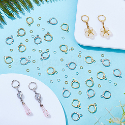 30 пара двухцветных латунных сережек-колец Huggie Hoop&nbsp;KK-ME0003-68