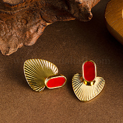 Серьги-гвоздики из сплава овальной формы с сердечками FS-WG677E1-01