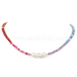 Ожерелья из граненых круглых бусин чакры из натурального окрашенного агата NJEW-JN05111