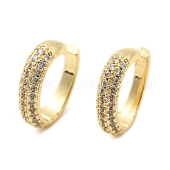 Латунные серьги-каффы с микропаве из прозрачных кубических цирконий EJEW-F382-02G