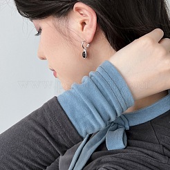 Серьги-гвоздики из натурального окрашенного и нагретого черного агата овальной формы&nbsp;EJEW-M241-02