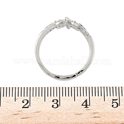 Женские кольца на палец из латуни с микропаве и кубическим цирконием RJEW-D322-03P