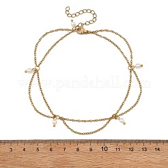 Weiße runde Muschelperlen-Charm-Fußkettchen&nbsp;AJEW-AN00834