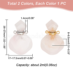 2 stücke 2 farben rhombus natürliche rose quarz parfüm flasche anhänger&nbsp;G-UN0001-19A