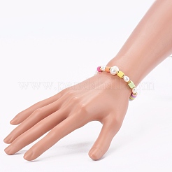 Bracciali elasticizzati con perline di argilla polimerica heishi&nbsp;BJEW-JB06026-04