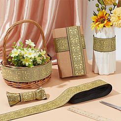 Жаккардовые цветочные ленты из полиэстера&nbsp;SRIB-WH0011-167B