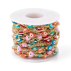 Сердце ручной работы из экологически чистой латуни с эмалью и цепочкой от сглаза CHC-E025-44G