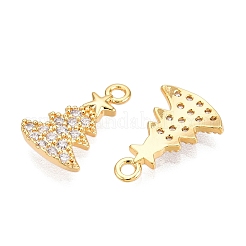 Подвески из прозрачного кубического циркония с микропаве из латуни на рождественскую тематику KK-T073-13G