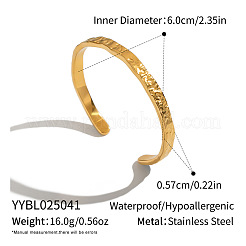 Brazaletes abiertos de acero inoxidable 304 de 5.7 mm con textura ondulada para mujer.&nbsp;OV6378