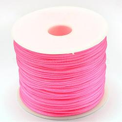 Fil de nylon, corde de satin de rattail, rose chaud, 1.5mm, environ 49.21 yards (45 m)/rouleau