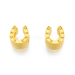 Marco de perlas de aleación, Abalorios de grande agujero, herradura, color dorado mate, 10x9.5x7.5mm, agujero: 4.5 mm