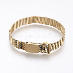 Vacuum Plating 430 Stainless Steel Mesh Bracelet Making, with Magnetic Clasps, Fit Slide Charms, Golden, 9 inch(23cm), 10mm