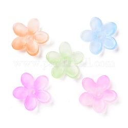 Transparent Baking Paint Glass Beads, Flower, Mixed Color, 15.5x14x4mm, Hole: 1.8mm