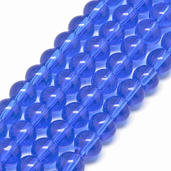 Filo di perline in vetro, tondo, blu royal, 10mm, Foro: 1 mm, circa 33pcs/filo, 12 pollice