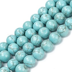 Chapelets de perles en turquoise synthétique, teints et chauffée, ronde, 12mm, Trou: 1.6mm, Environ 33 pcs/chapelet, 15.35 pouce (39 cm)