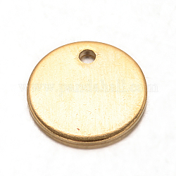 Chapado iónico (ip) 304 encantos de acero inoxidable, plano y redondo, estampar encantos de etiquetas en blanco, dorado, 10x1mm, agujero: 1 mm