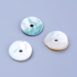 Perles de coquille naturels, disque / plat rond, perles heishi, 9.5~10x1.5~2mm, Trou: 1.5mm