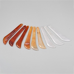 Natural Agate Massage Stick, Gua Sha Massage Tools, for Soft Tissue, Physical Therapy Stuff Used for Back, Legs, Arms, Neck, Shoulder, Crescent Blade Shape, Mixed Color, 105~118.5x23~25x4~5.5mm, Hole: 2mm