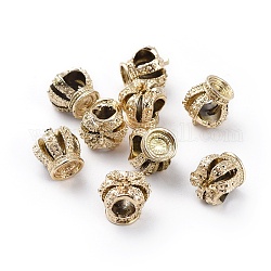 Alloy European Beads, 3D Crown, Large Hole Beads, Lead Free & Nickel Free, Light Gold, 11.5x11x9mm, Hole: 4.5mm