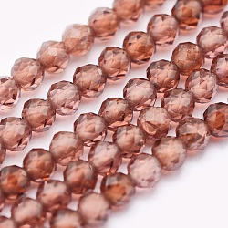 Natürlicher Granat Perlen Stränge, Runde, facettiert, orange, 2 mm, Bohrung: 0.5 mm, ca. 174 Stk. / Strang, 15.5 Zoll (39.5 cm)