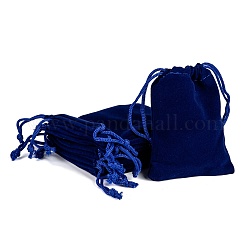 Pochettes rectangle en velours, sacs-cadeaux, bleu foncé, 9x7 cm