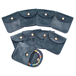 Bolsas de joyería de terciopelo con solapa, bolsa tipo sobre con botón a presión para pendientes, esposas, embalaje de collares, cuadrado, gris, 8x7.9 cm