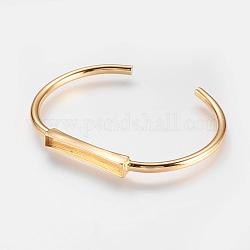 Ottone making bracciale bangle, base del braccialetto vuota, rettangolo, vero placcato oro 18k, 1-5/8 pollice x 2-1/4 pollici (42x57 mm), vassoio: 3x27mm