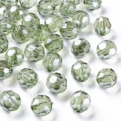 Perline acrilico trasparente, sfaccettato, calcio, verde oliva, 14x13.5mm, Foro: 2 mm, circa 330pcs/500g