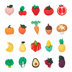 Kissitty Decoden-Cabochons aus Kunstharz, Obst- und Gemüseimitat, Mischfarbe, 19x20x9 mm, 4pcs / style, 80 Stück / Beutel