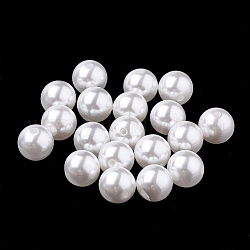 Perles d'imitation en plastique écologique, haut lustre, Grade a, demi-percés perles, ronde, blanc, 10mm, demi-trou: 1.6 mm