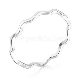 925 anello da dito minimalista a forma di onda in argento sterling rodiato da donna, platino, misura degli stati uniti 7 3/4 (17.9mm)