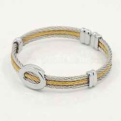 Bracelets de couple pour hommes à la mode, 304 bracelets de corde en acier inoxydable, avec les accessoires en métal, or et acier inoxydable Couleur, 54mm