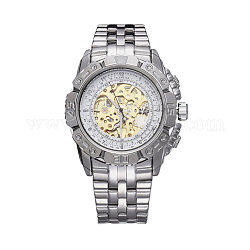 合金の腕時計ヘッド機械式時計  ステンレス製の時計バンド付き  ゴールデン·ステンレス鋼色  ホワイト  70x22mm  ウォッチヘッド：55x52x17.5mm  ウオッチフェス：34mm