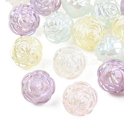 Perles acryliques plaquées, nacré, fleur, couleur mixte, 24x24x23mm, Trou: 3.5mm