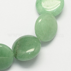 Piedras preciosas abalorios plana redonda de piedra aventurina verde natural hebras, 12x5mm, agujero: 1 mm, aproximamente 33 pcs / cadena, 15.7 pulgada