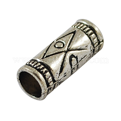 Alloy Tube Beads,  Lead Free, Antique Silver, 14x6mm, Hole: 4mm