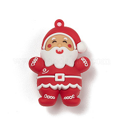 Pendenti grandi in stile natalizio in plastica pvc, Babbo Natale, 53x37x23mm, Foro: 3 mm