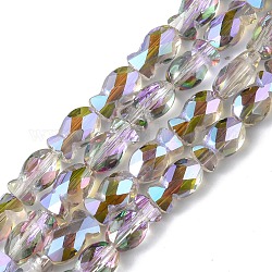 Trasparenti perle di vetro placca fili, arcobaleno placcato, sfaccettato, pesce, lilla, 10.5x6x5mm, Foro: 1.4 mm, circa 55pcs/filo, 21.97 pollice (55.8 cm)