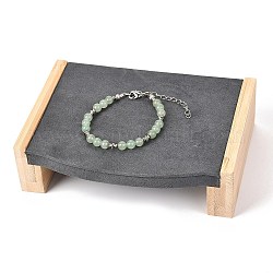 Bamboo Wood Jewelry Display, with Suede Fabric, for Bracelet Displays, Black, 11.5x15.5x4.1cm