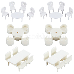 Olycraft 6 Sets 3 Style Mini Plastic Chairs and Table Miniature Display Decorations, for Dollhouse Furniture Accessories, Cornsilk, 11.5~21x12.5~32x11~25mm, 2 sets/style
